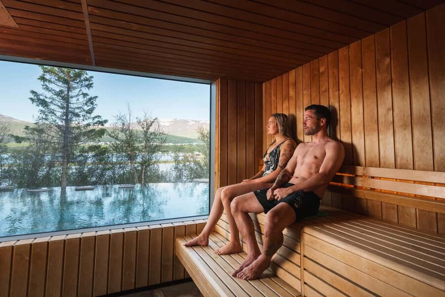 Akureyri: Admission to Forest Lagoon with Towel and Drink - Forest Bistro breaks up the soak with real food and fjord views