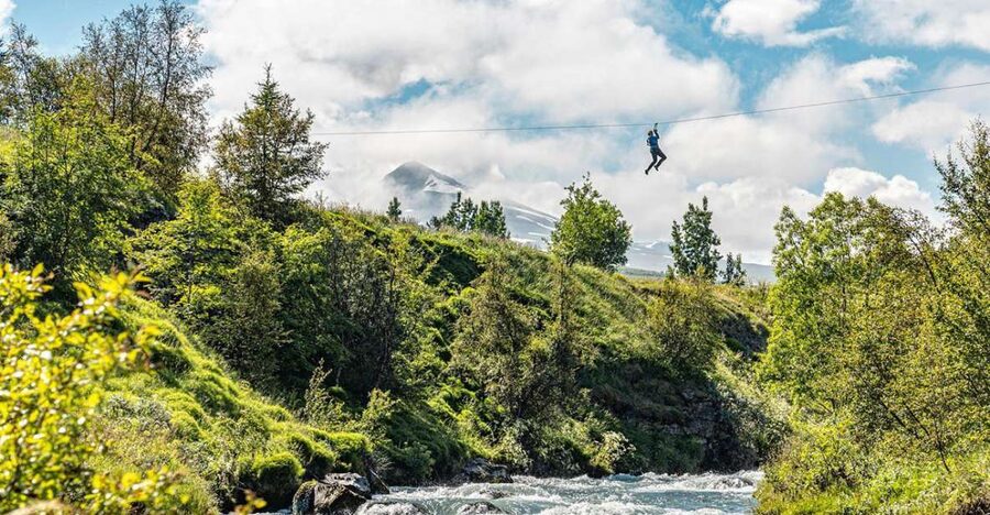 Akureyri: Zipline Tour - The Route: Five Ziplines Over Glass River, Plus Light Canyon Hiking