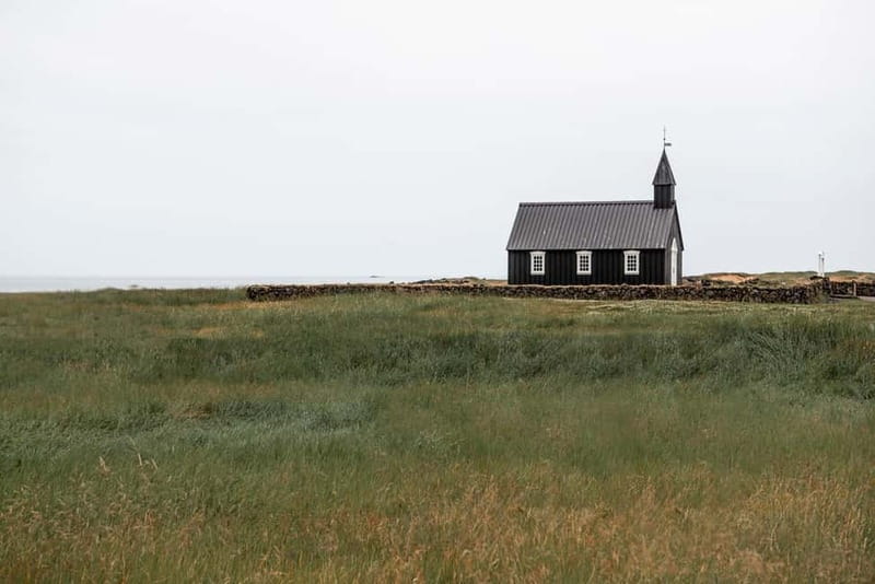 From Grundarfjordur: Snaefellsnes Peninsula Half-Day Tour - Búðir and the black church: lava fields with Snæfellsjökull in the backdrop