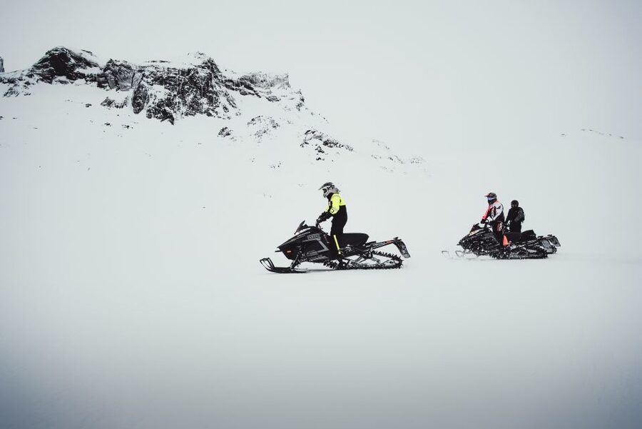 From Gullfoss: Glacier Rush on Langjökull Glacier - The 1-hour snowmobile ride on Langjökull: speed, skill, and the white world