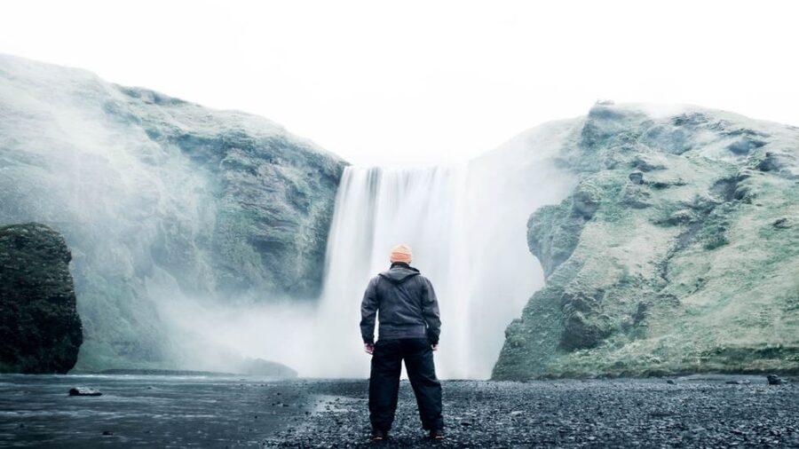 From Reykjavík: Katla Ice Cave and South Coast Tour - Skógafoss: power views from top and bottom without needing a workout