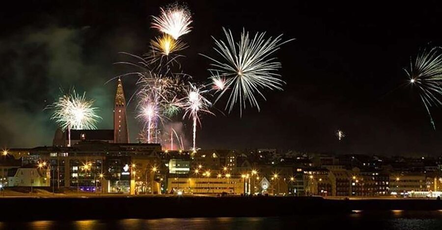 From Reykjavik: New Years Fireworks by Boat - Reykjavik’s New Year fireworks, seen from Faxaflói bay