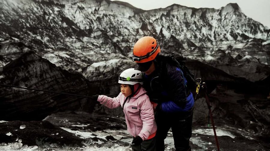 From Vík: Katla FastTrack Ice Cave Tour - Getting geared up: helmets, crampons, and headlamps