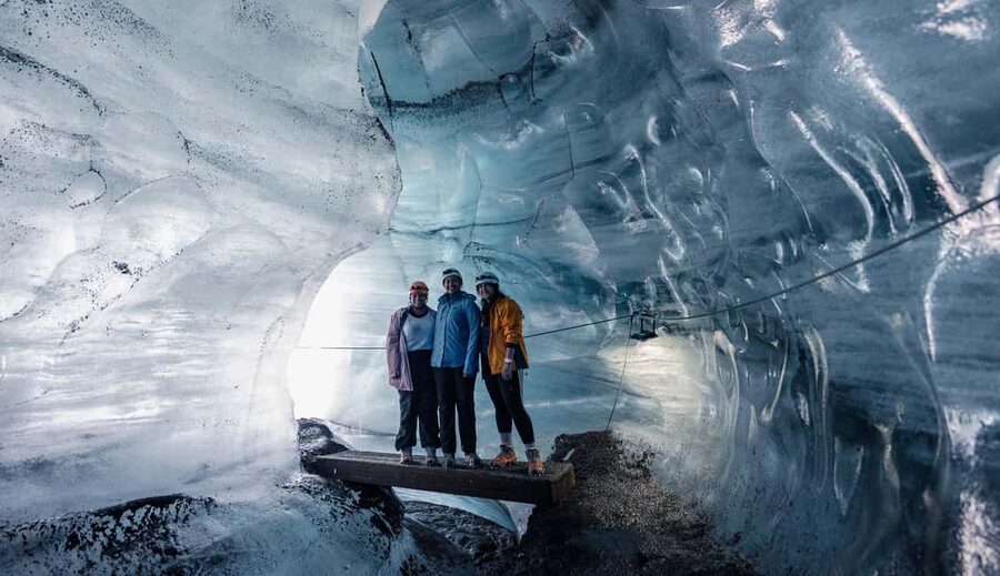 From Vík: Katla FastTrack Ice Cave Tour - The Super Jeep ride over black sand and glacial rivers