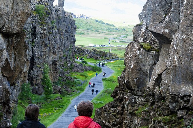 Golden Circle Private Tour with Kerid & Faxi Waterfall: Reykjavik - Kerið crater: red rock and blue lake at the end of the day
