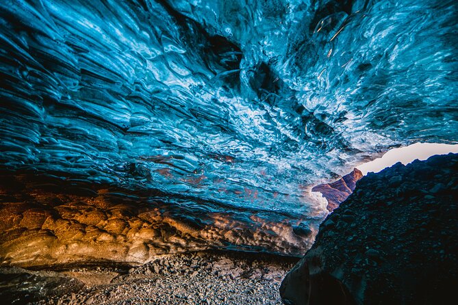 Ice Cave and Glacier Exploration Tour of Vatnajökull from Jökulsárlón - Inside the ice cave: blue ice tones and ash-dark contrasts