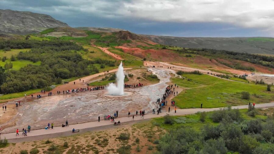 Reykjavik: Golden Circle Tour and Sky Lagoon Entry Ticket - Gullfoss Waterfall: glacier water, 30 meters down
