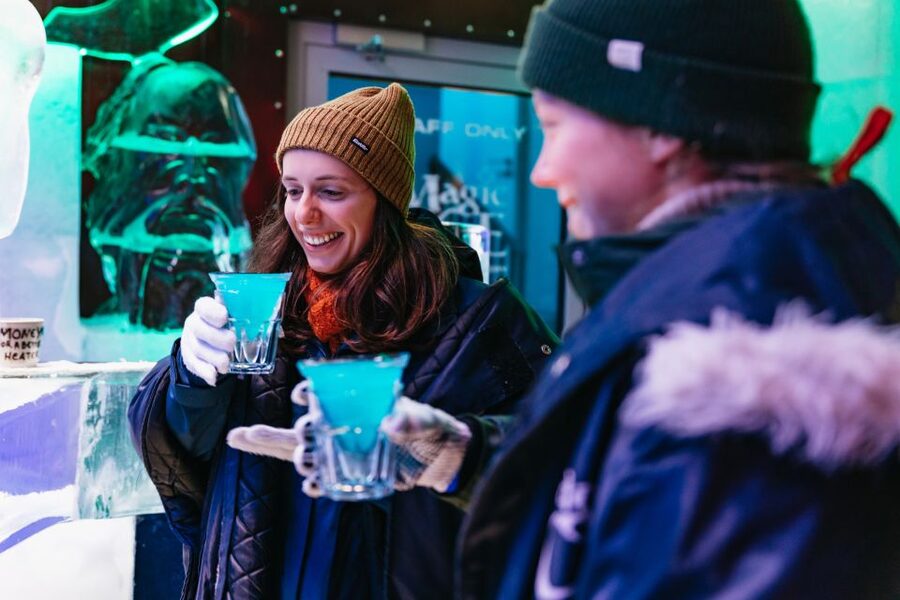Reykjavik: Magic Ice Bar Entrance and Welcome Drink - Walking Downstairs From Álafoss Store, Then Into an Ice World
