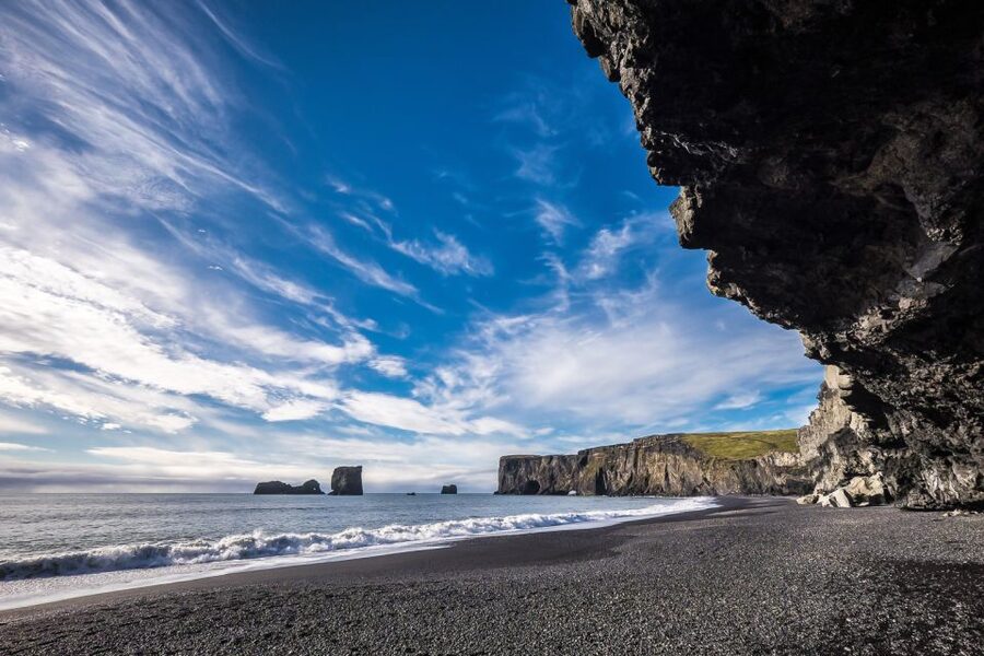 Reykjavík: South Coast Waterfalls, Black Sand & Glacier Tour - Reynisfjara Black Sand, Basalt Sea Stacks, and Coastline Reality